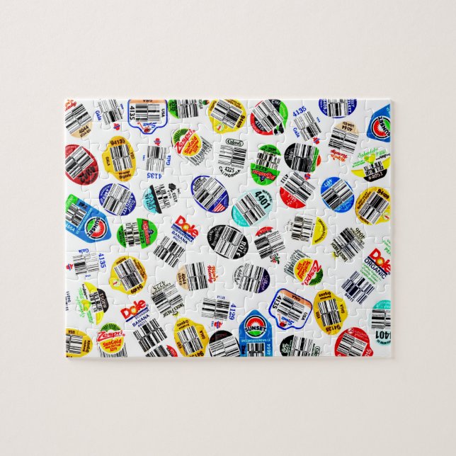 Vegetables Fruits Barcode Sticker Pattern Jigsaw Puzzle (Horizontal)