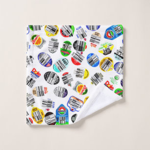 Vegetables Fruits Barcode Sticker Pattern Wash Cloth
