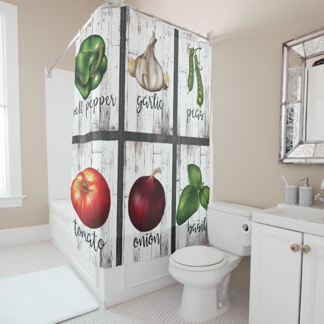 Vegetables & Herbs Rustic Modern Farmhouse Shower Curtain (In Situ)