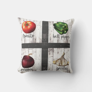 Vegetables & Herbs Rustic Modern Kitchen Food Art Cushion