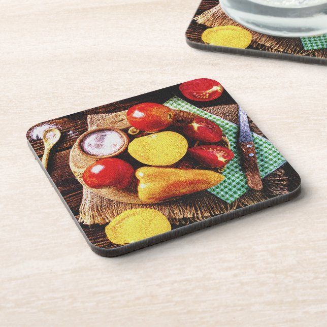 "Vegetables Homemade Salad" Cute Photo. Buy Now Coaster (Left Side)