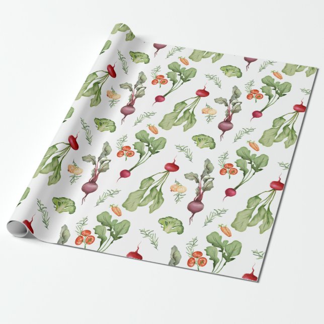 Vegetables Pattern Farmers Market Locally Grown Wrapping Paper (Unrolled)
