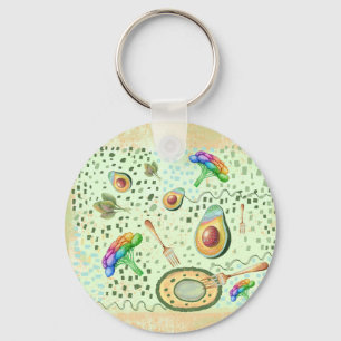 vegetarian broccoli and avocado key ring