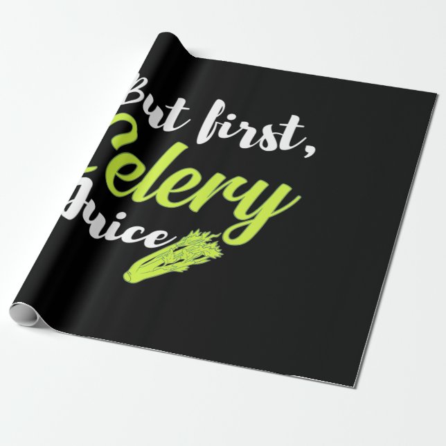 Vegetarian But First Celery Juice Wrapping Paper (Unrolled)