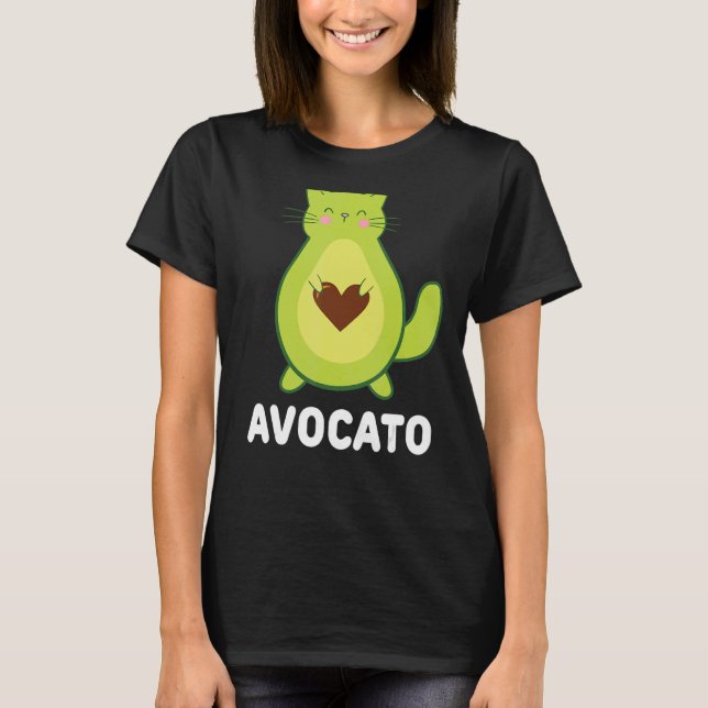 Vegetarian Cat Avocado Avocat Avogato Avocato Cat T-Shirt (Front)