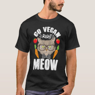 Vegetarian Cat Go Vegan Right Meow Animal  Vintage T-Shirt