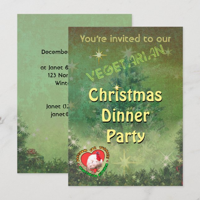 Vegetarian Christmas Dinner Invitation (Front/Back)