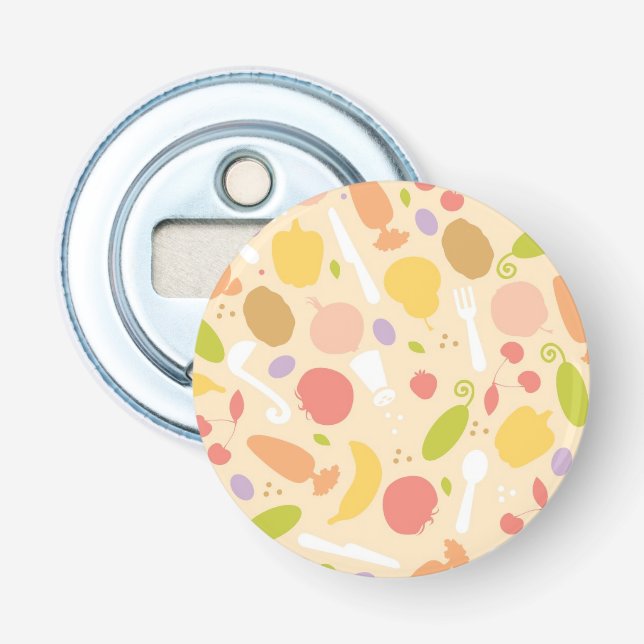 Vegetarian cooking pattern background bottle opener (Front)