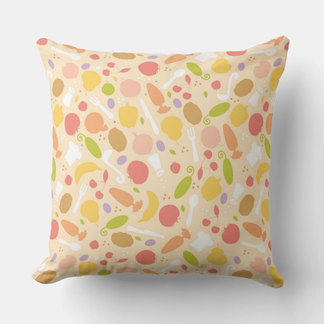 Vegetarian cooking pattern background cushion (Front)