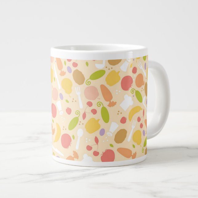 Vegetarian cooking pattern background large coffee mug (Front Right)