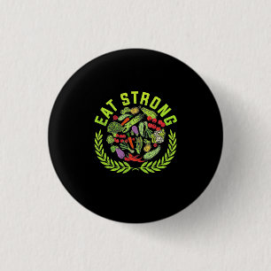 Vegetarian Eat Strong 3 Cm Round Badge