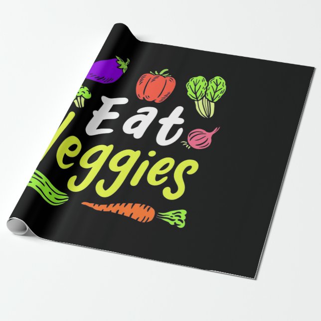 Vegetarian Eat Veggies Wrapping Paper (Unrolled)