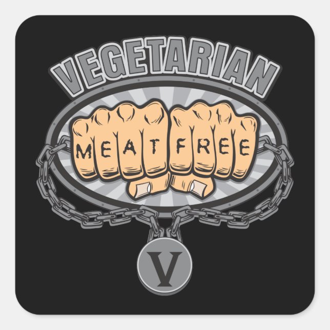 Vegetarian Fists Square Sticker (Front)