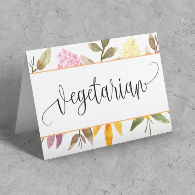 Vegetarian Floral Table Tent card (Creator Uploaded)