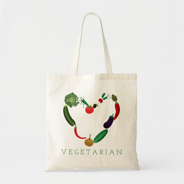 Vegetarian Heart Tote Bag (Front)