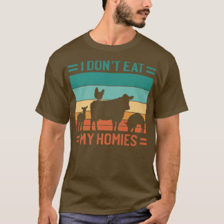 Vegetarian I Don't Eat My Homies Funny Vegan Retro T-Shirt