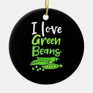 Vegetarian I Love Green Beans Ceramic Tree Decoration