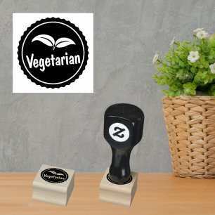 Vegetarian Identification for Food Vendors Rubber Stamp
