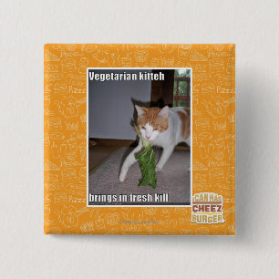 Vegetarian Kitteh 15 Cm Square Badge