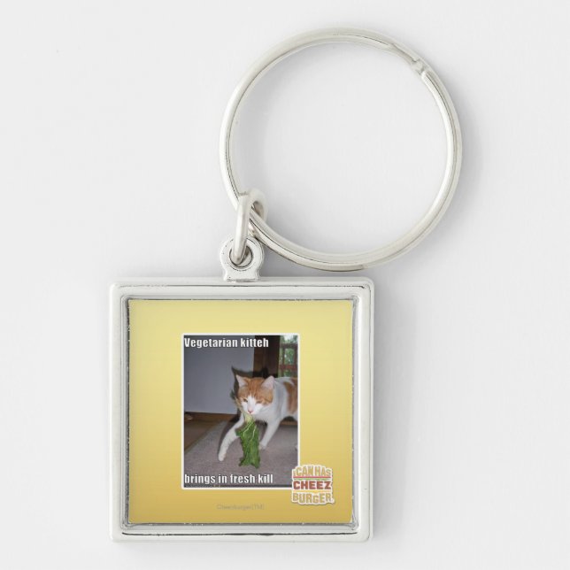 Vegetarian Kitteh Key Ring (Front)