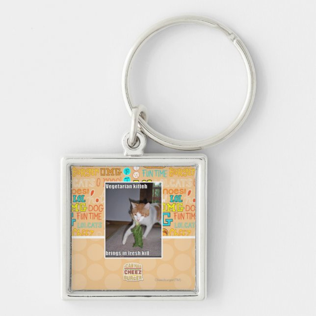 Vegetarian Kitteh Key Ring (Front)