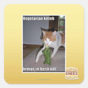 Vegetarian Kitteh Square Sticker