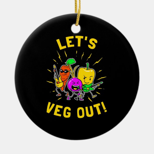 Vegetarian Let Vegan Out Ceramic Tree Decoration (Front)