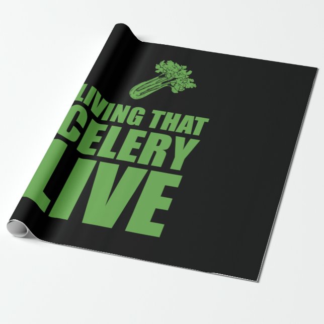 Vegetarian Living That Celery Live Wrapping Paper (Unrolled)