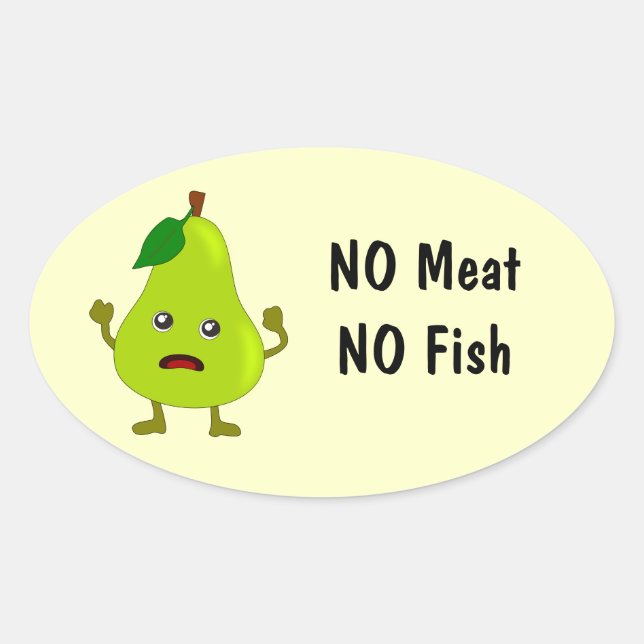 Vegetarian means No Meat, No Fish Food Labels Pear (Front)