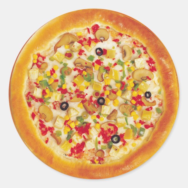 Vegetarian Pizza Classic Round Sticker (Front)