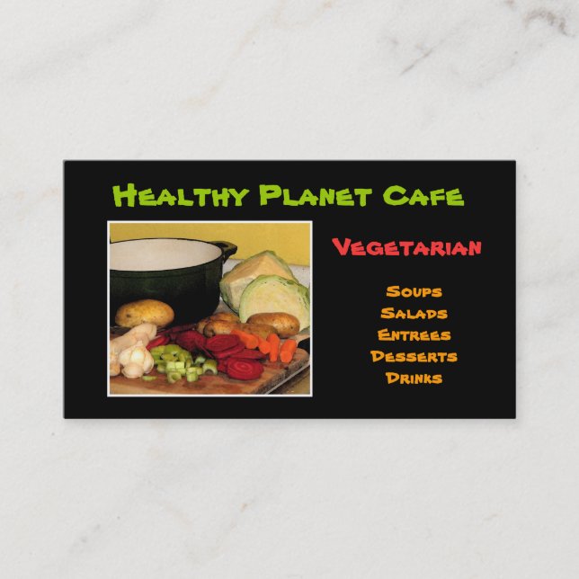Vegetarian Restaurant Business Card (Front)