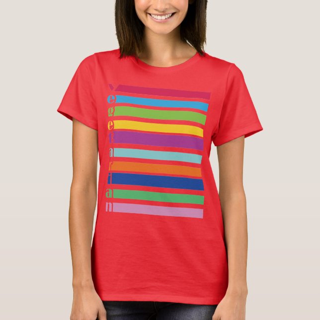 Vegetarian Retro Stripe T-Shirt (Front)