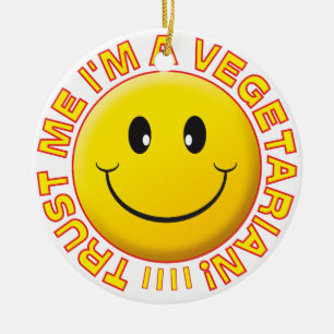Vegetarian Trust Me Smile Ceramic Tree Decoration