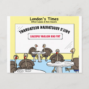 Vegetarian Turkey Offbeat Cartoon Funny Gifts Postcard