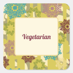 Vegetarian Urban Floral Dietary Needs Square Sticker