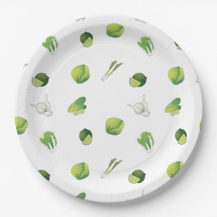 Vegetarian vegan vegetables paper plate