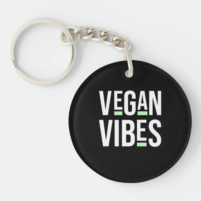 Vegetarian Vegan Vibes Key Ring (Front)