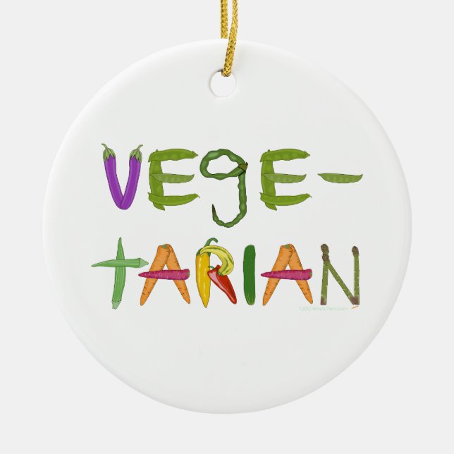 Vegetarian Vegetables Veggie Lovers Ceramic Tree Decoration (Front)