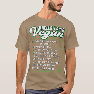 Vegetarian Veggie Hello I'm A Vegan Vegetarian Fun T-Shirt