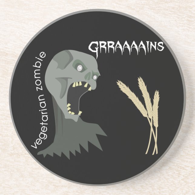 Vegetarian Zombie wants Graaaains! Coaster (Front)