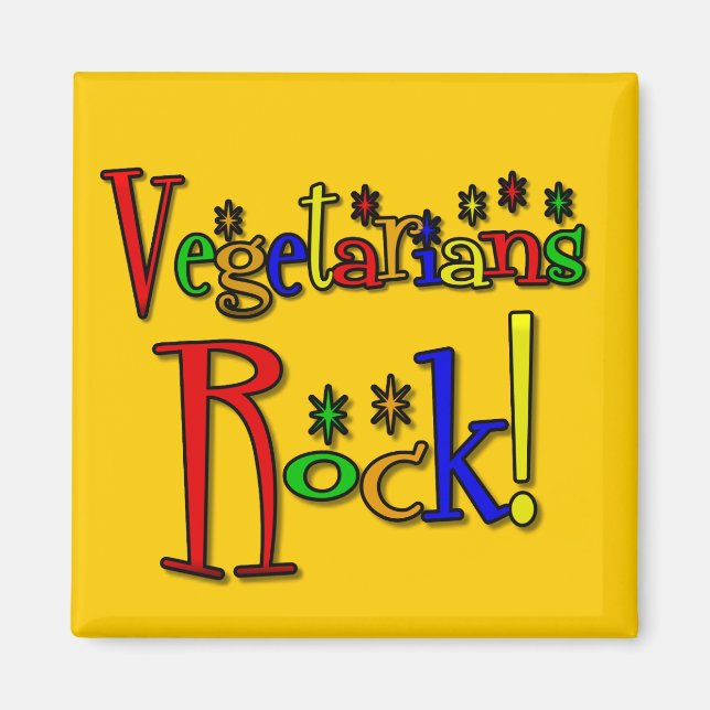Vegetarians Rock (retro style) Magnet (Front)