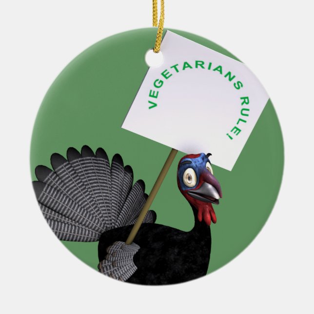 Vegetarians Rule! Ceramic Tree Decoration (Front)