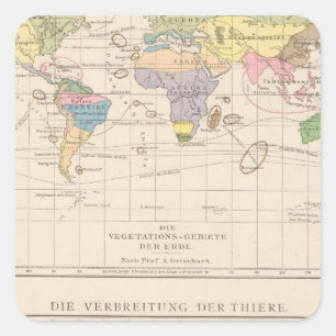 Vegetationsgebiete, Thiere Atlas Map Square Sticker