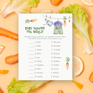 Veggie baby shower - baby around the world game