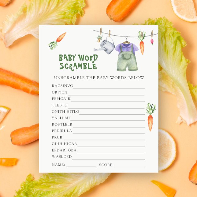 Veggie baby shower - Baby Word Scramble Game (Creator Uploaded)