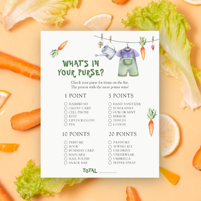 Veggie baby shower - What's in your purse game (Creator Uploaded)