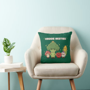 Veggie Besties   Cute Kawaii Cartoon Vegetable  Cushion