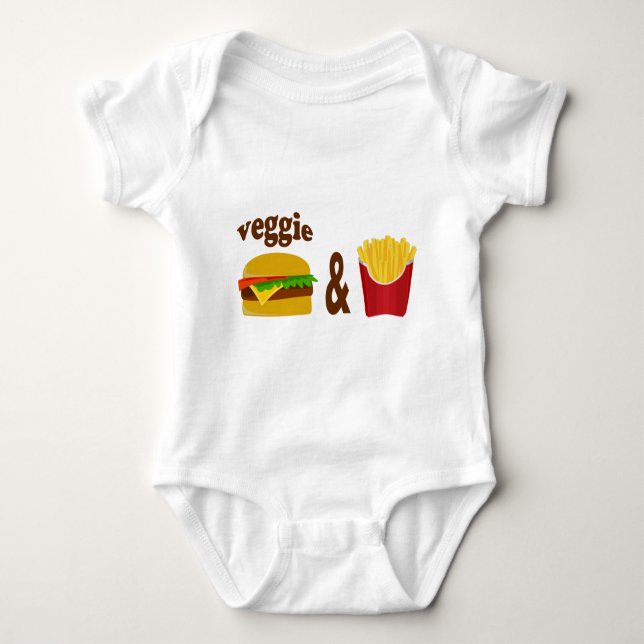 Veggie Burger and Fries Baby Bodysuit (Front)