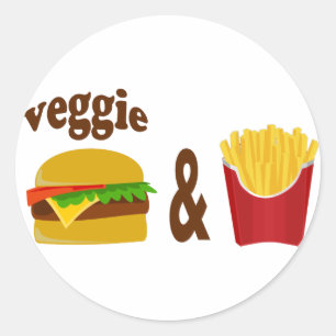 Veggie Burger and Fries Classic Round Sticker