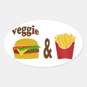 Veggie Burger and Fries Oval Sticker